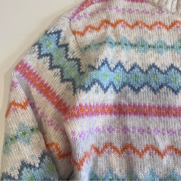 american eagle cream and multi colored fair isle nordic patterned knit sweater - Picture 3 of 7